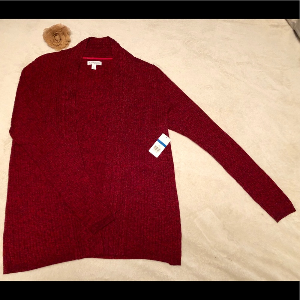 Brand New! XL Kim Rogers Red/Black Cardigan.